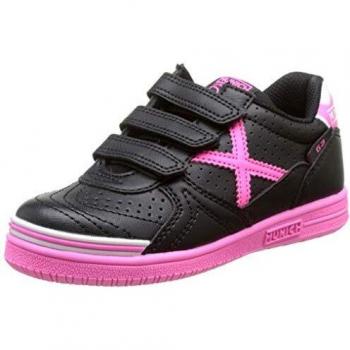 Munich G3 Profit Kids’ Indoor Soccer Cleats – Black & Pink, Size 8 UK