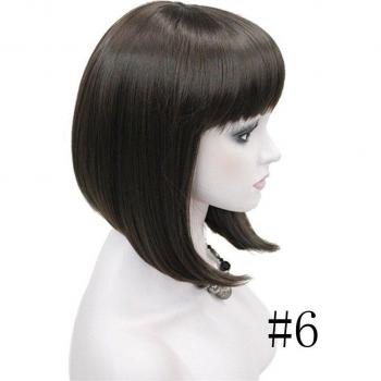 Perruque femme style Bob, cheveux courts et lisses, 6 couleurs, noir et blond, synthétique