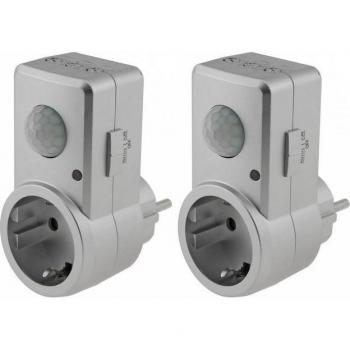 2er Set Bewegungsmelder Zwischenstecker silber