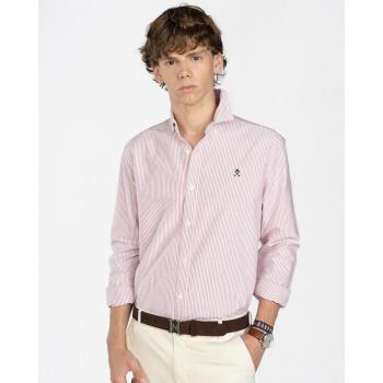Harper & Neyer Camisa de Hombre con Estilo a Rayas Burdeos
