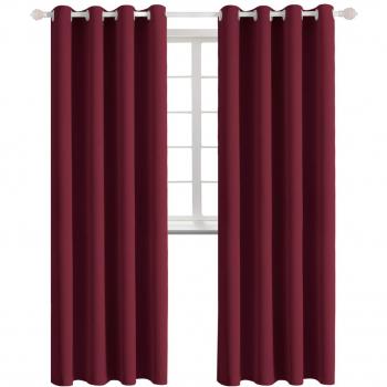 Feste blickdichte Gardinen Dunkelrot mit Ösen 228 cm x 117 cm