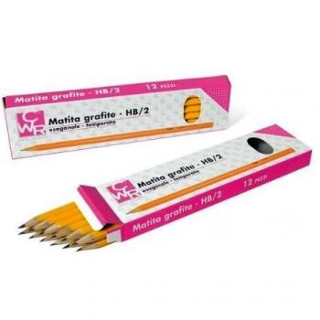 Matita grafite esagonale 2 HB con gomma x 12 pz