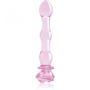 Glazé‑Glasrose Dildo mit Perlen – 20 cm