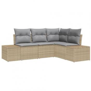 VidaXL Terrace Seating Ensemble – 4‑Pack, Beige & Light Grey
