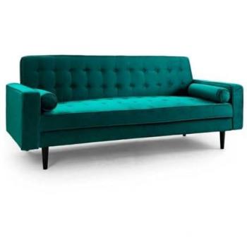 Sofá cama 3 plazas green apertura clic clac estilo vintage de terciopelo gris