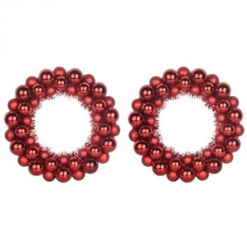 Boules de Noël Rouge – Couronne 2 pcs, 33 × 33 × 7 cm