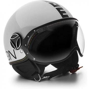 MoMo Fighter Jethelm EVO – Casco masculino blanco/negro (Small)