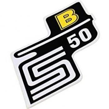 Simson S50 Seitendeckel-Logo (Gelb/Weiß) – Rechte Seite