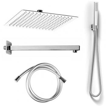 Pack Douche Carré 1 Jet Chrome Acier Inox Modèle Slim Quadrato