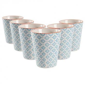Set of 6 Hand-Printed Tumblers 300ml
