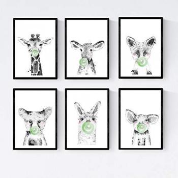 Bebés en Acción: Set 6 Carteles de Animales + Chicle