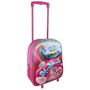 Cerdá 3D Trolls Valigia, 31 cm, 3 Litri, Bianca con Interno Fucsia