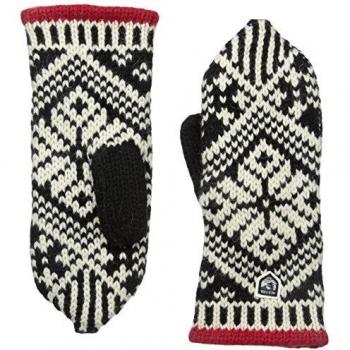 Moufle en Laine Hestra – Femme, Noir & Blanc Cassé