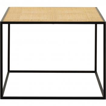 Black Metal Frame Coffee Table with Natural Rattan Top