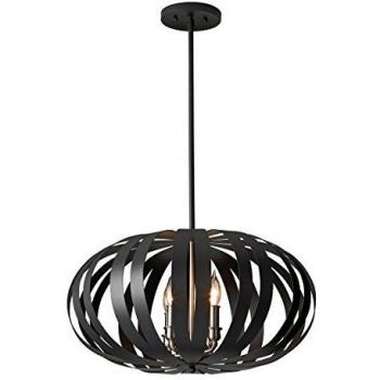 Lampadario a sospensione nero 4 luci gabbia sferica E14 Woodstock