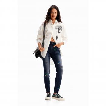 Jeans skinny push-up ricamati in denim
