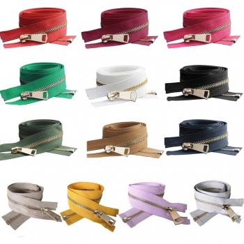 30/40/50/60/70/80cm Auto Lock Gold Metal Zipper for Clothing