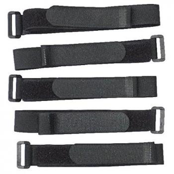Durable 25mm Hook and Loop Cinch Straps, Pack of Five (Black, 50cm)