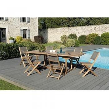 Salon de Jardin Harris en Teck avec Chaises Taupe