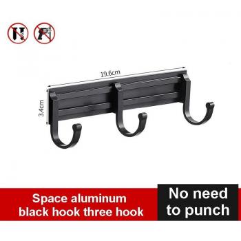 Gancho de Pared para Baño Negro con Espacio 2/3/4/5/6