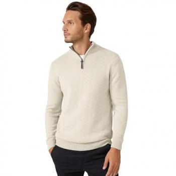 Stone Colour XL Debenhams Premium Half Zip Funnel Jumper – 100% Cotton