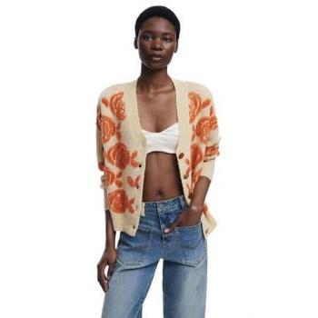 Cardigan Beige Relaxed Fit Desigual Carter Donna 25WWJF22