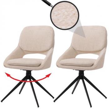 Set de 2 chaises pivotantes HWC-N73, salle à manger, tissu chenille 490g/m²