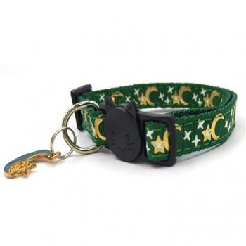 Adjustable Breakaway Cat Collar with Moon and Star Print