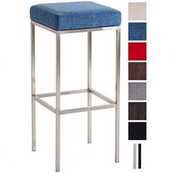 Robuster Barhocker Newark 80 cm – Stoffbezug – Stahlbau – Blau