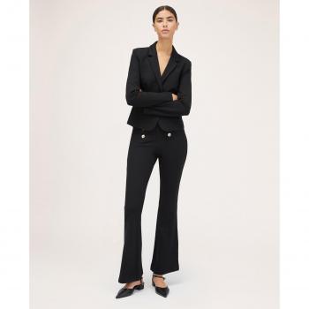 Pantalón de Punto Milano Flare con Botones para Mujer