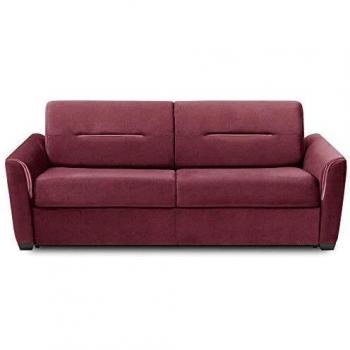 Canapé de Salon Convertible Amazone 140 cm – Matelas 16 cm, Sommier à Lattes, Tissu Tweed Rouge