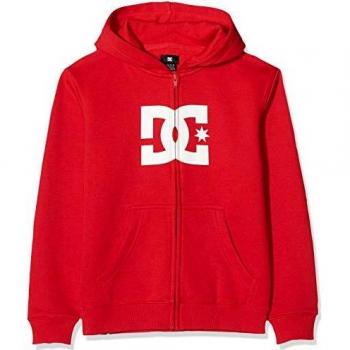 DC Shoes Star-Sweatshirt à Capuche zippé Garçon, Rouge de Course/Blanc Neige, FR : S (Taille Fabricant : 10/S)