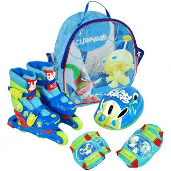 Mochila con Patines Clanners Azul y Set de Protección