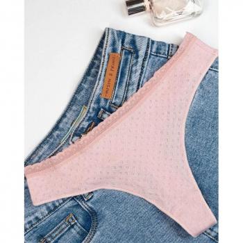 Rosa Baumwoll-Tanga mit Perforationen ISSA Plus S/M