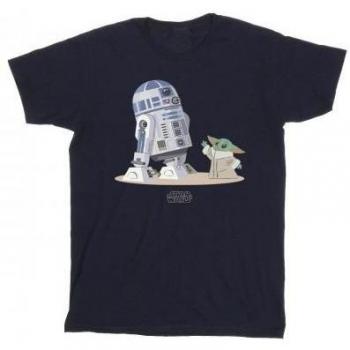 Maglia Star Wars giovane – The Mandalorian con R2D2 & Grogu, 5-6 anni, colore bianco