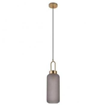 Lampada a Sospensione Luton in Metallo e Vetro con Finitura in Ottone, 13x13x46 cm