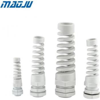 5pcs Black White Spiral Cable Gland PG21 M25 M27 Wire Connector with Bending Protection