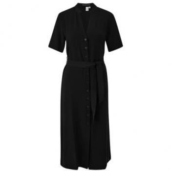 QS by s.Oliver Damen Kleid in Schwarz mit Rundhalsausschnitt