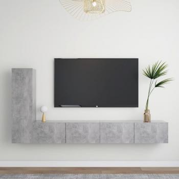 Set de muebles de salón TV 3 pzas madera ingeniería gris hormigón