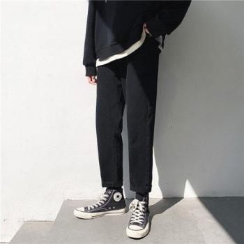 Herren Jeans in großen Größen, Knöchellang, Schwarz, modischer Vintage-Look