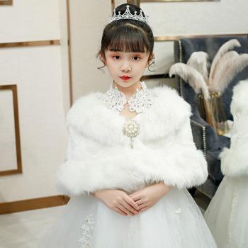 Flower Girls Ivory White Plush Cape with Wedding Dress Bolero