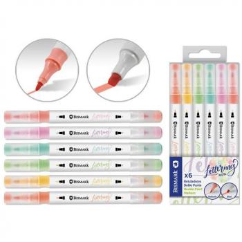 Rotuladores Lettering Doble Punta Pastel 6 Unidades