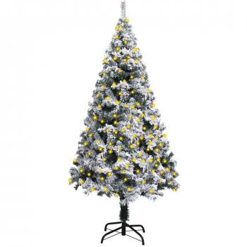 Albero di Natale Verde 120 cm con Effetto Neve e Luce