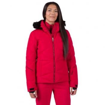 Chaqueta de esquí aislada con capucha Rossignol Staci Pearly roja intensa mujer