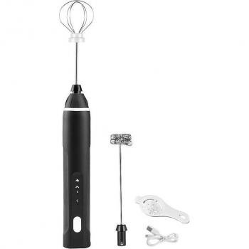 Batteuse à mousse lactée rechargeable, poignée ergonomique noire