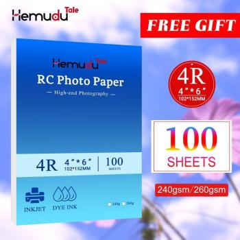 Papier Photo Éclat Blanc RC 4R 4x6 – Série de 100 feuilles – 240 g/260 g – Résistant à l’eau – Premium