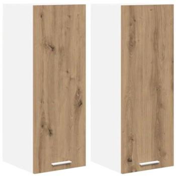 Armoire suspendue 2 pièces – chêne et blanc