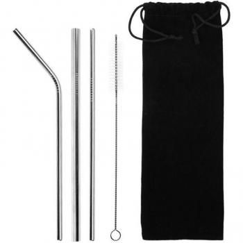 Pailles en acier inoxydable avec accessoires de nettoyage