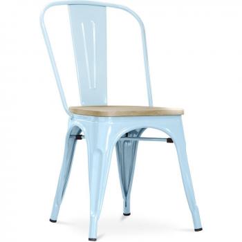 Sedia Industriale Tolix 2025 – Acciaio, Legno, Stile Azul