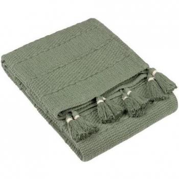 130cm Green & Khaki Caliche Tassel Throw